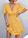 V-neck Flutter Sleeve Mini Dress (5)