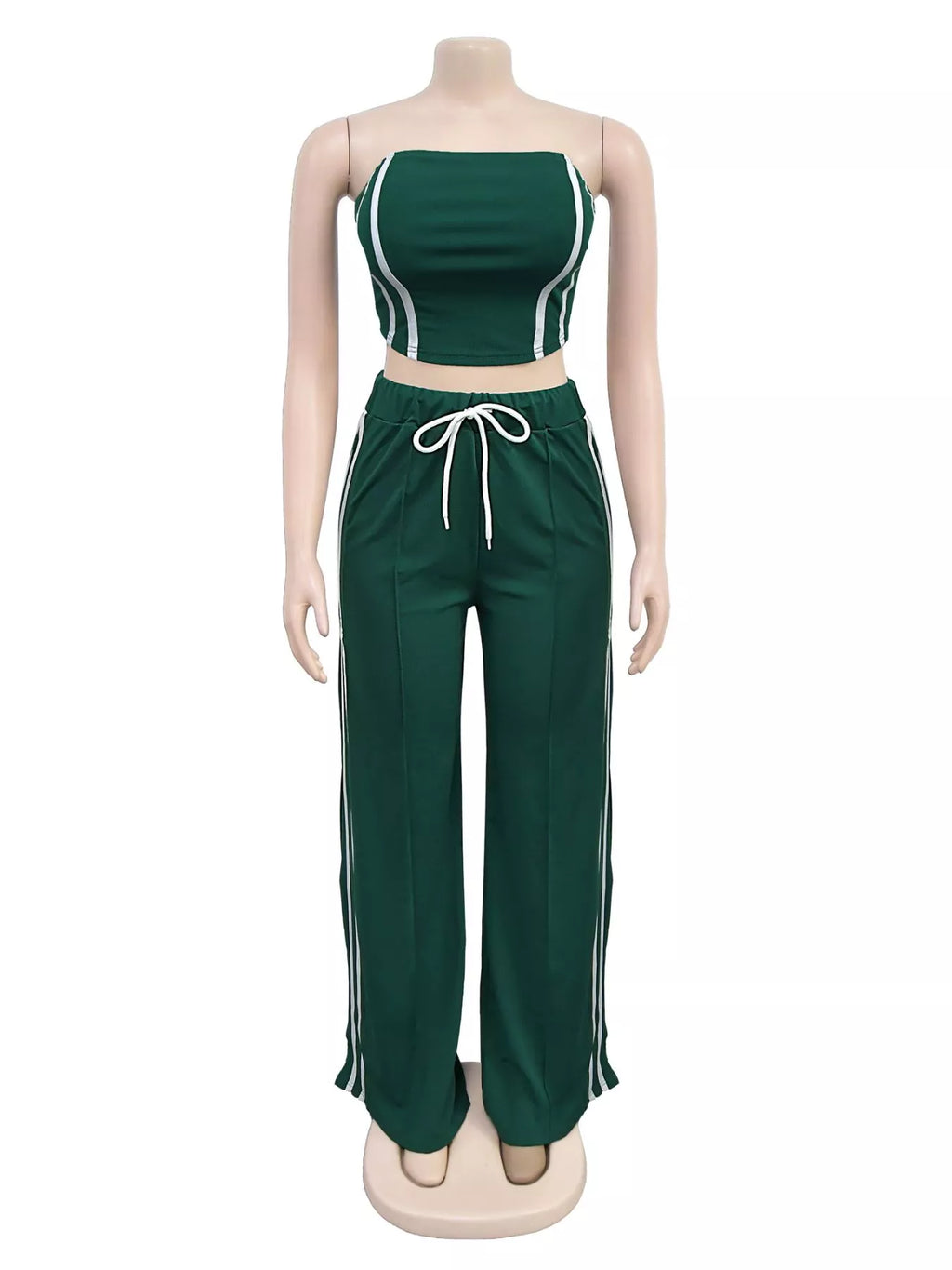 Sleeveless Tube Top Wide Leg Pants Set (13)