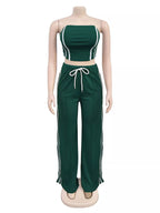 Sleeveless Tube Top Wide Leg Pants Set (13)