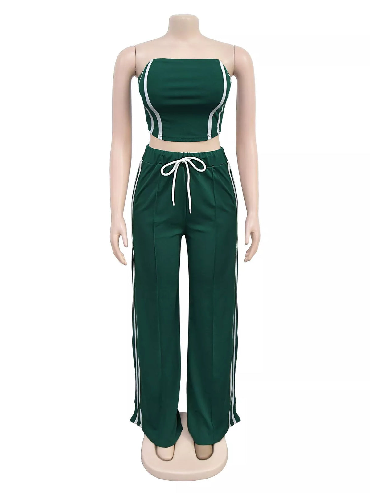 Sleeveless Tube Top Wide Leg Pants Set (13)