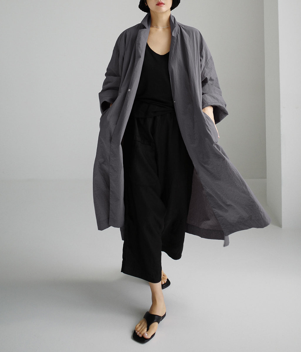 Shirt Dress Overknee Long Split Bf Cotton Linen Trench Coat photo 10