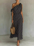 Full Size Polka Dot One-shoulder Maxi Dress Plus