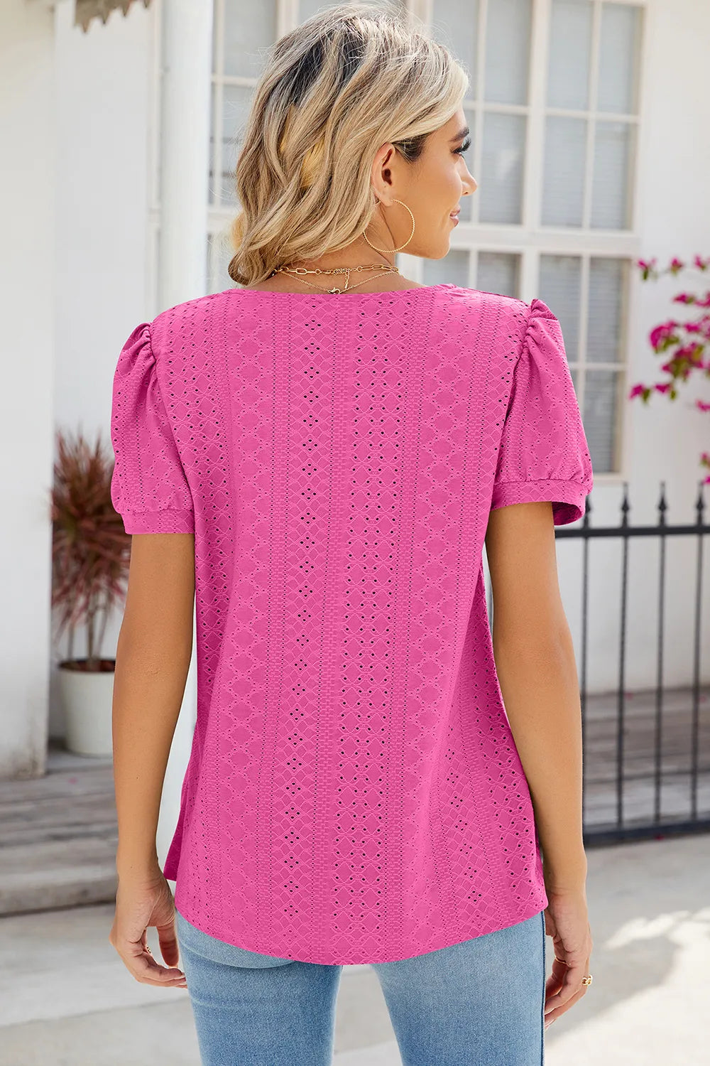 Eyelet Puff Sleeve T-shirt (8)