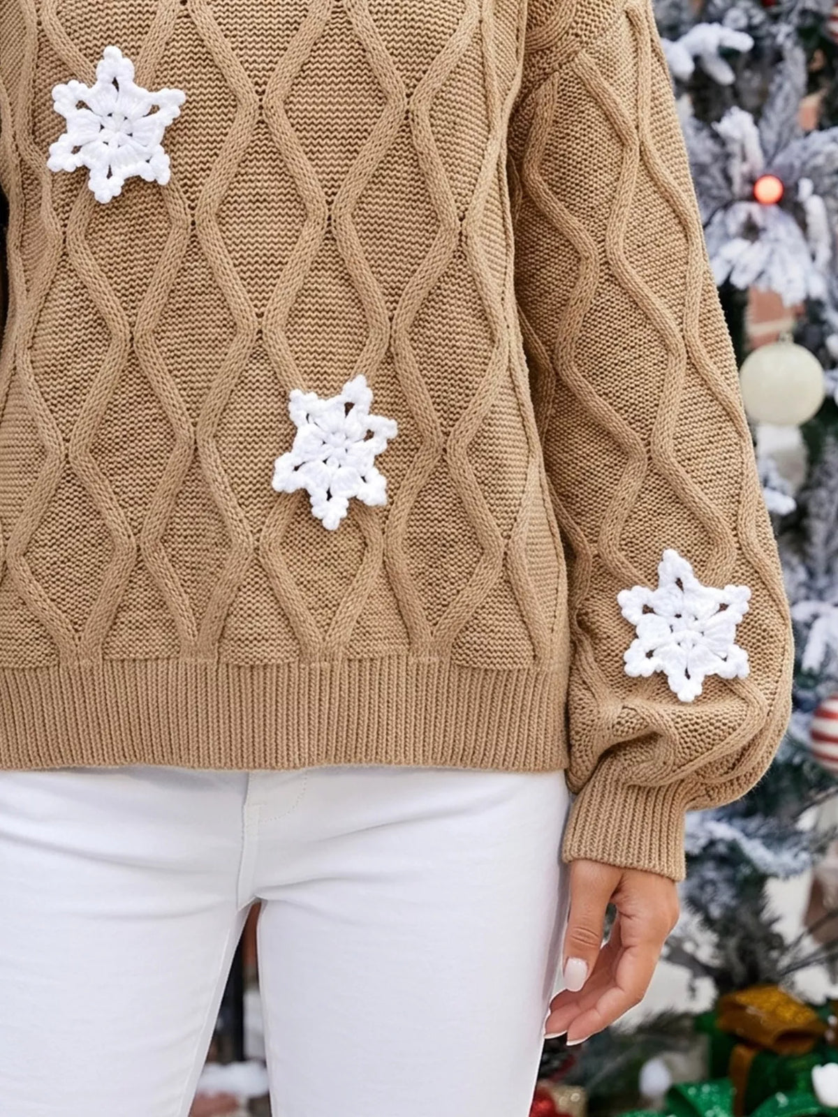 Snowflake Textured V-neck Sweater (12)