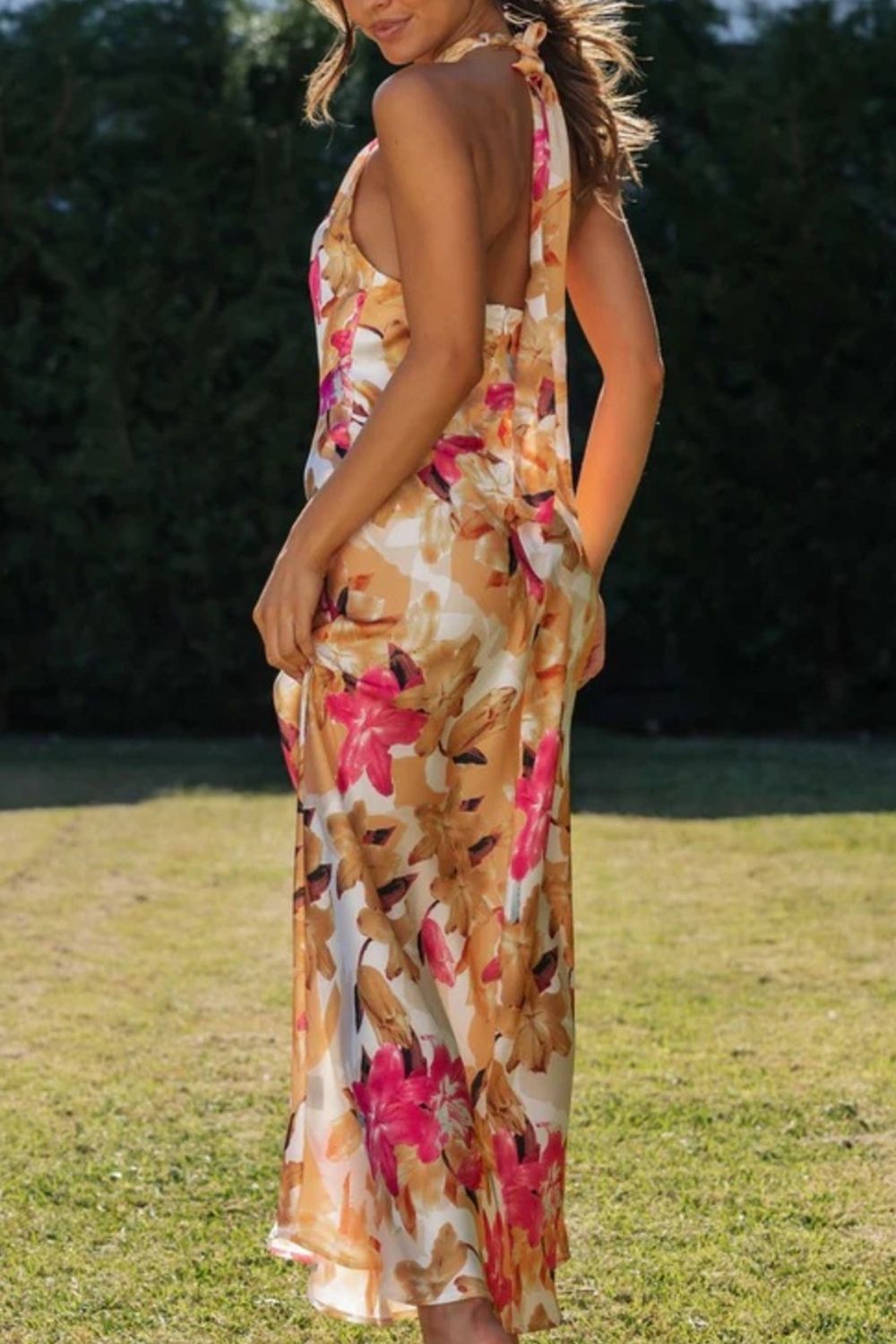 Floral Print Halter Neck Maxi Dress (9)