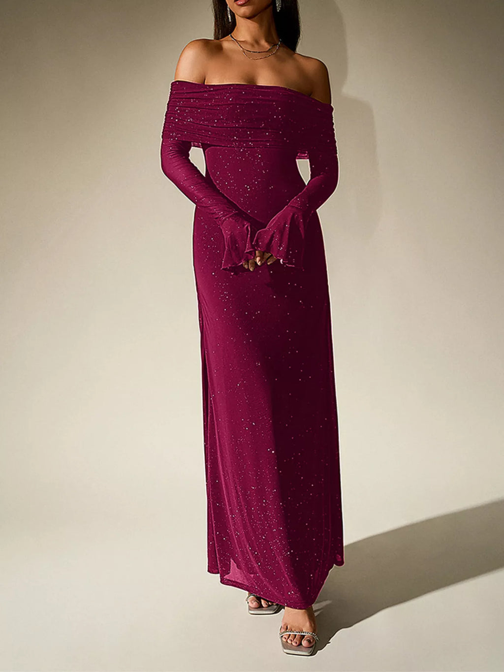 Glitter Off-shoulder Maxi Dress (24)