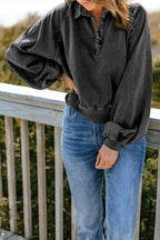 Quarter-snap Collared Lantern Sleeve Sweatshirt (10)