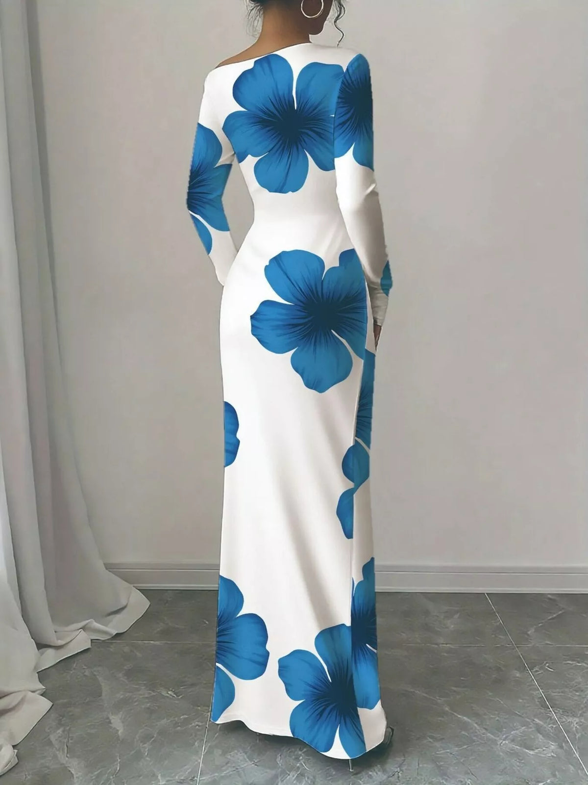 Floral Print One Shoulder Maxi Dress (3)
