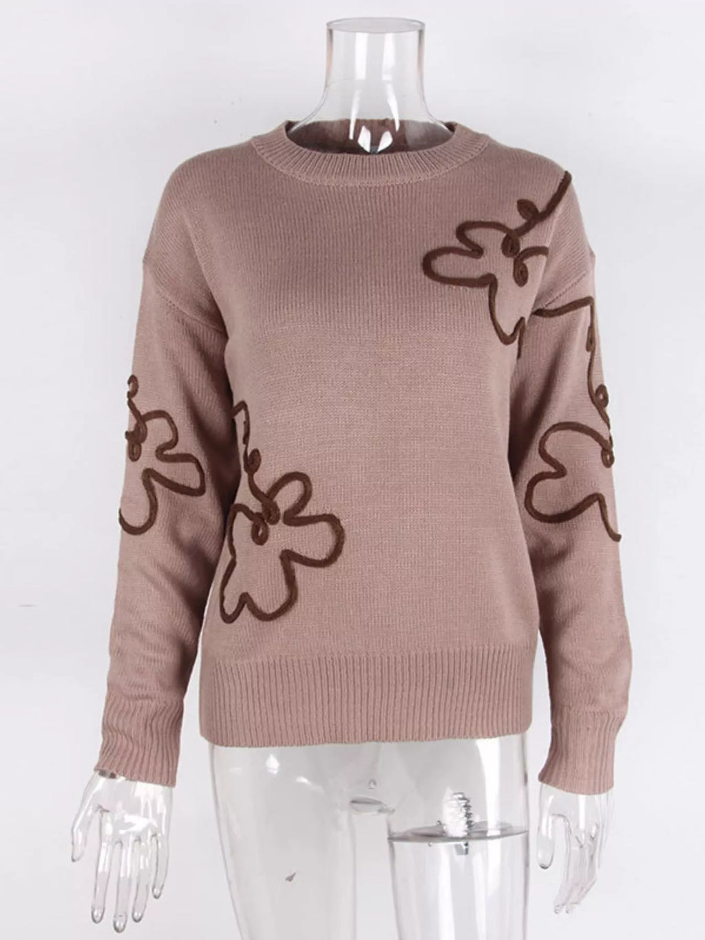 Flower Dropped Shoulder Sweater (3)