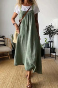 Full Size Ruched Cami Maxi Dress Pockets Plus
