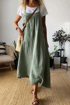 Full Size Ruched Cami Maxi Dress Pockets Plus
