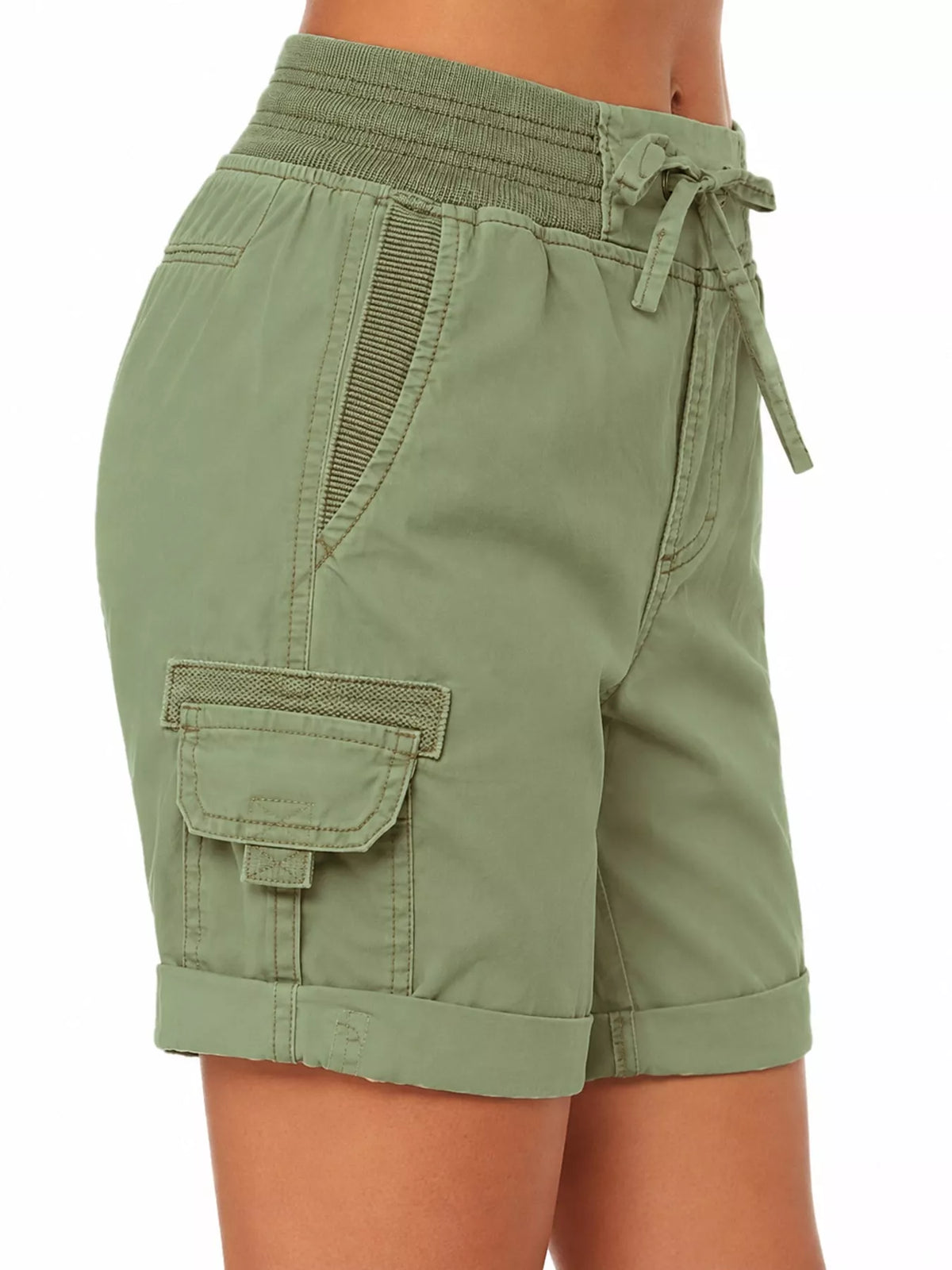 Full Size Drawstring Cargo Shorts Plus (20)