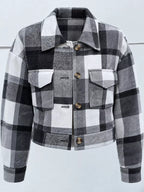 Plaid Button-front Cropped Jacket (47)