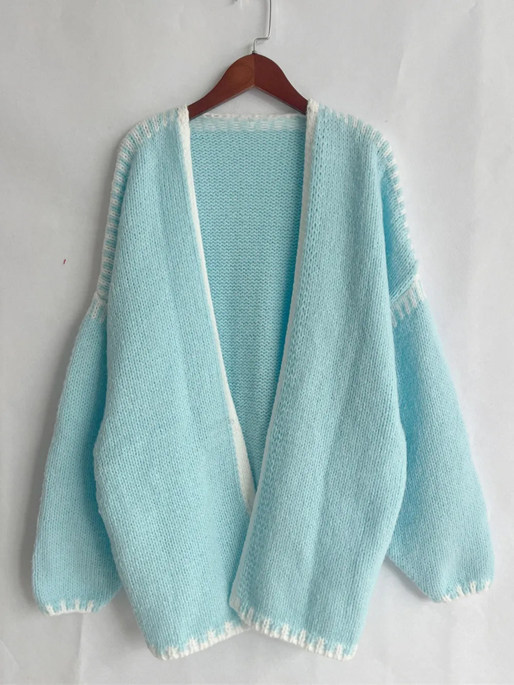 Contrast Open Front Dropped Shoulder Cardigan (32)