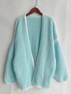 Contrast Open Front Dropped Shoulder Cardigan (32)