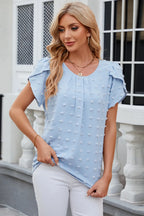 Swiss Dot Round Neck Short Sleeve T-shirt (3)