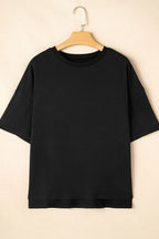 Loose Half Sleeve Hi Low Hem T Shirt (20)