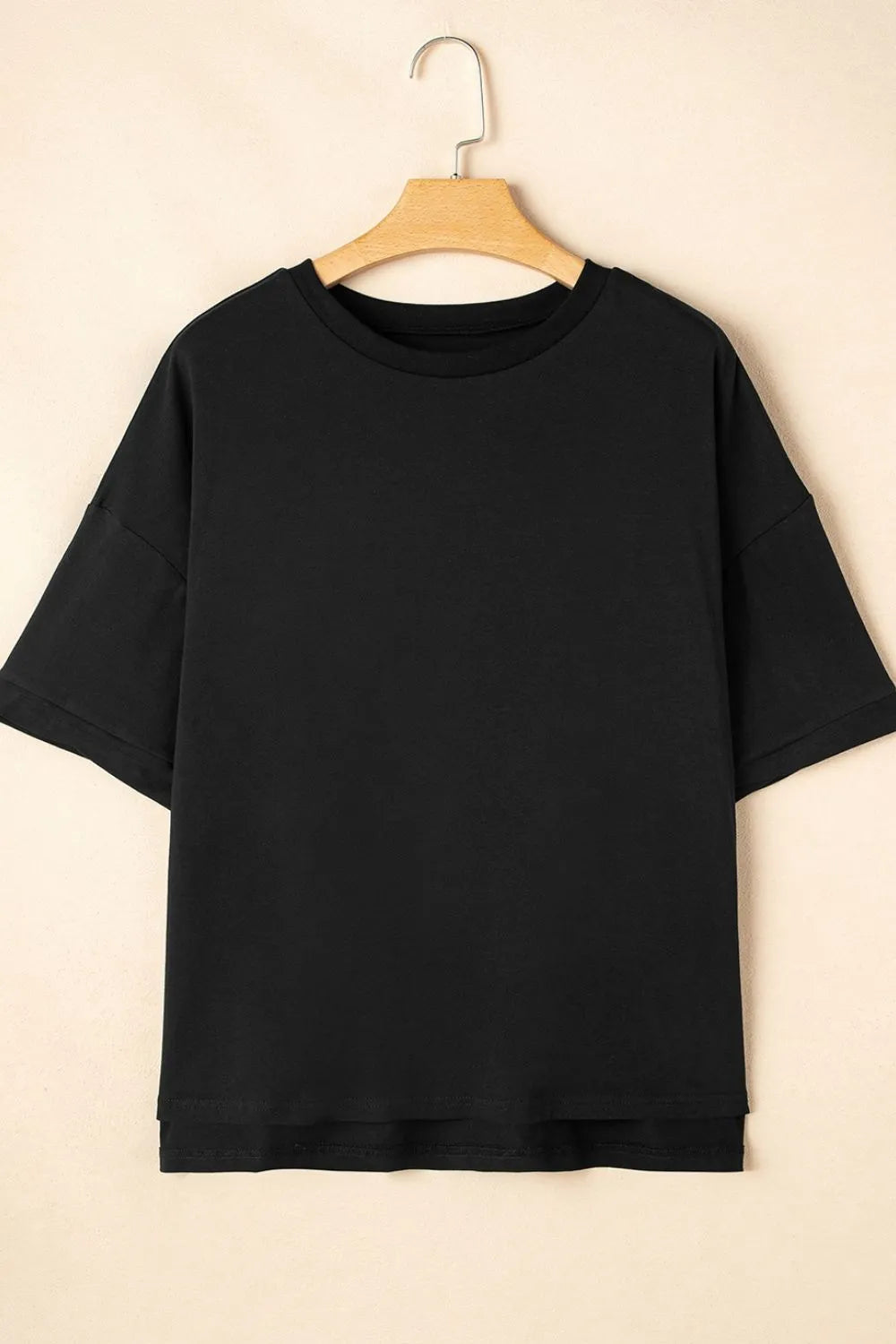 Loose Half Sleeve Hi Low Hem T Shirt (20)