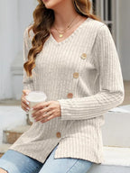 V-neck Long Sleeve T-shirt (34)