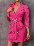 Double-breasted Blazer Dress Embellished Belt