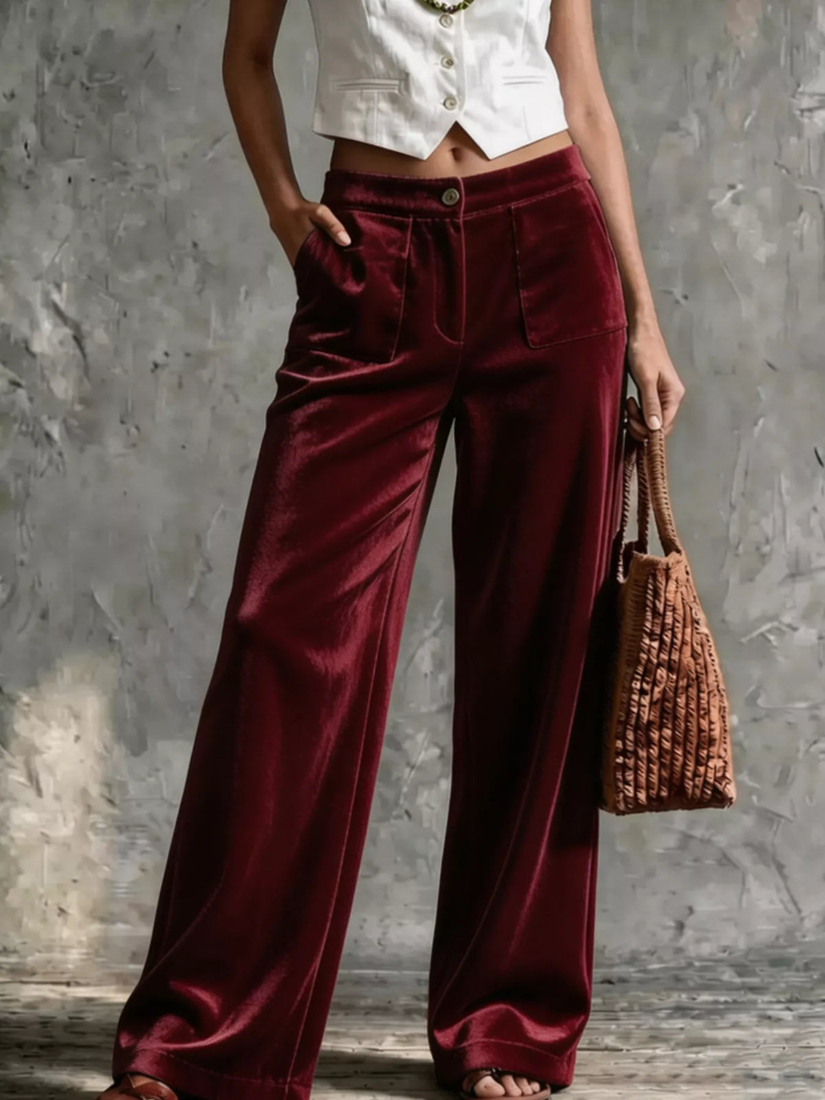 Full Size Velvet Wide-leg Pants Plus (9)