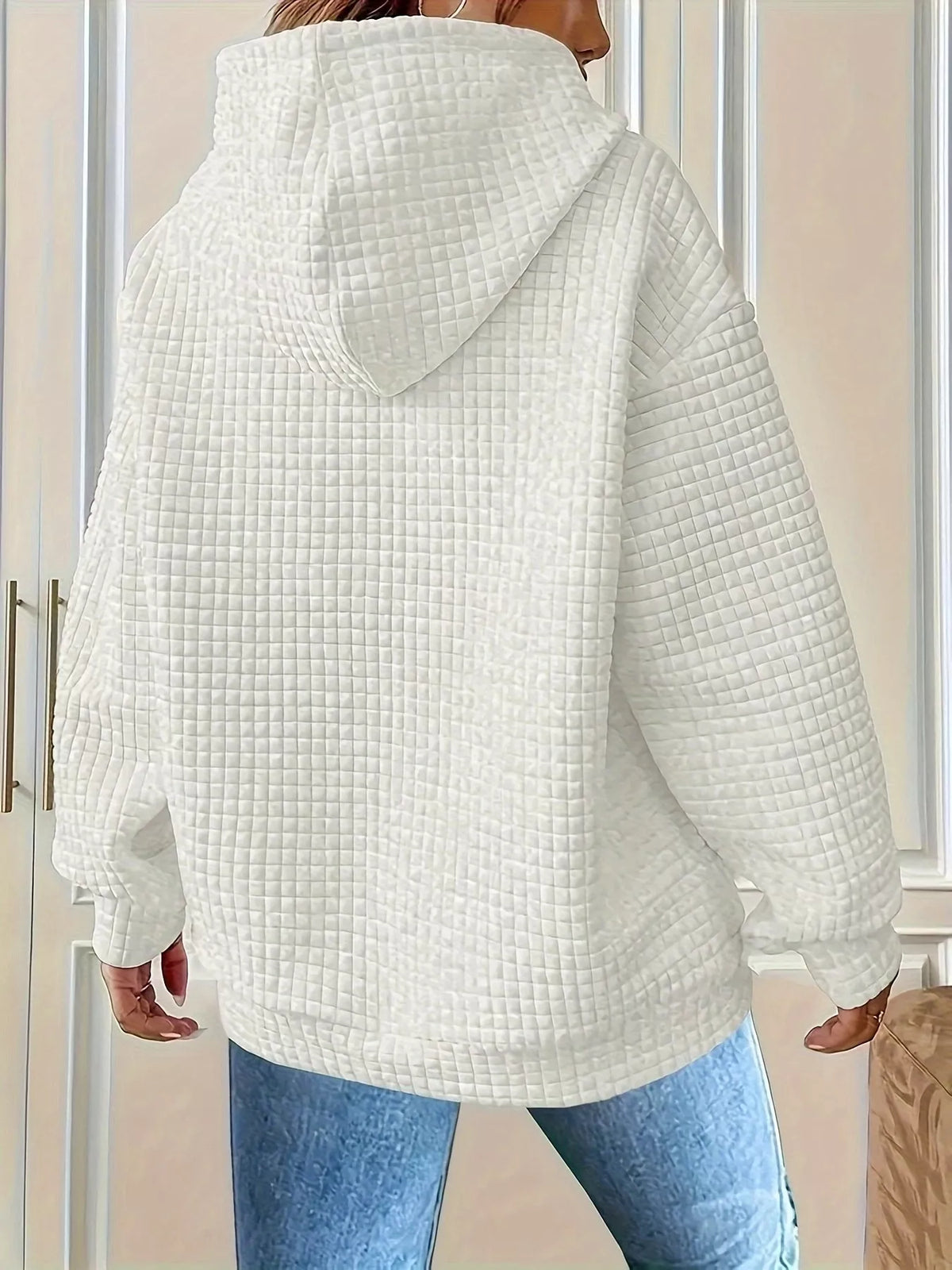 Textured Knit Drawstring Hoodie (14)