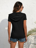 Half-zip Short Sleeve Hooded Top (12)