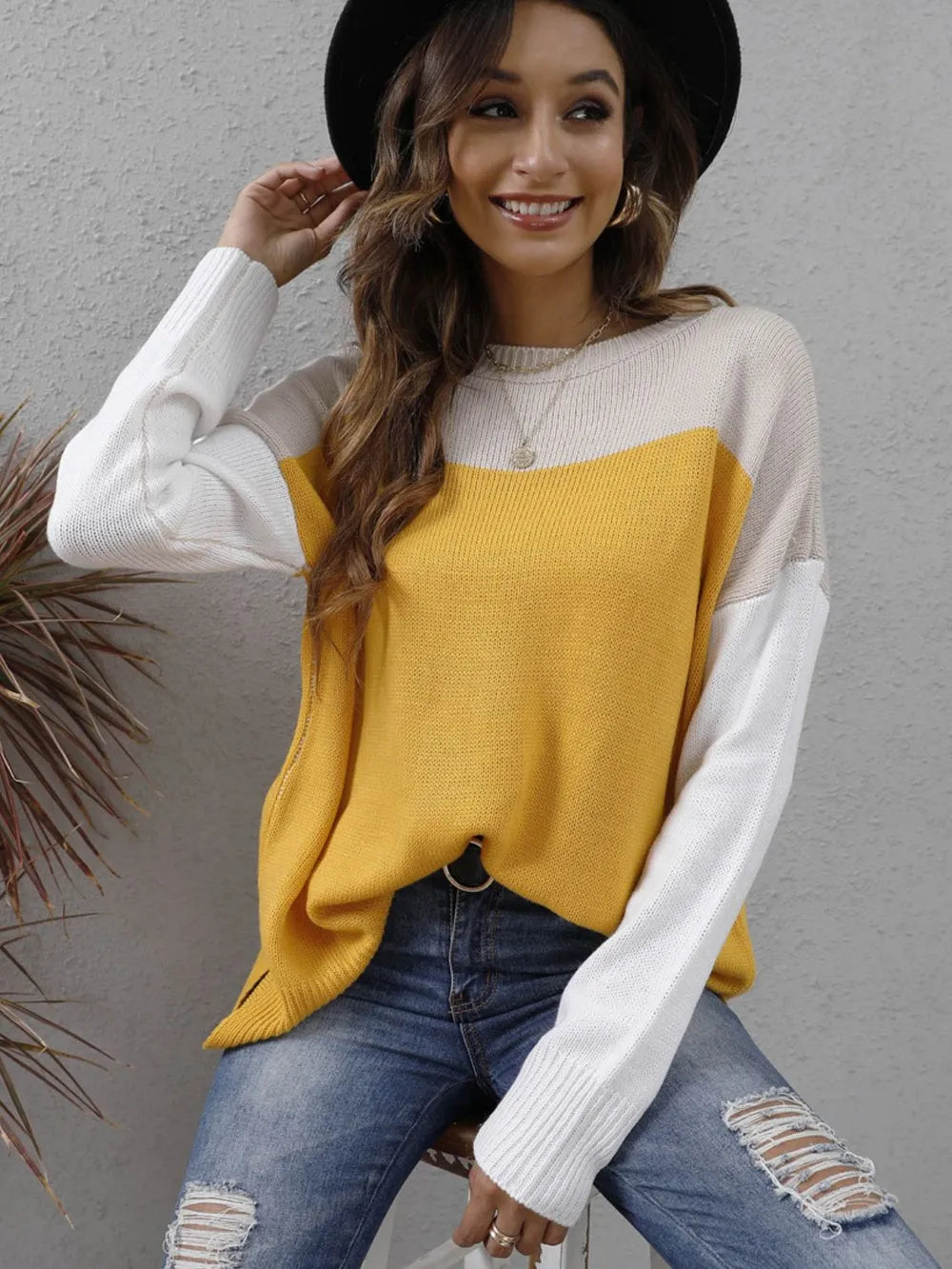 Block Round Neck Sweater (3)