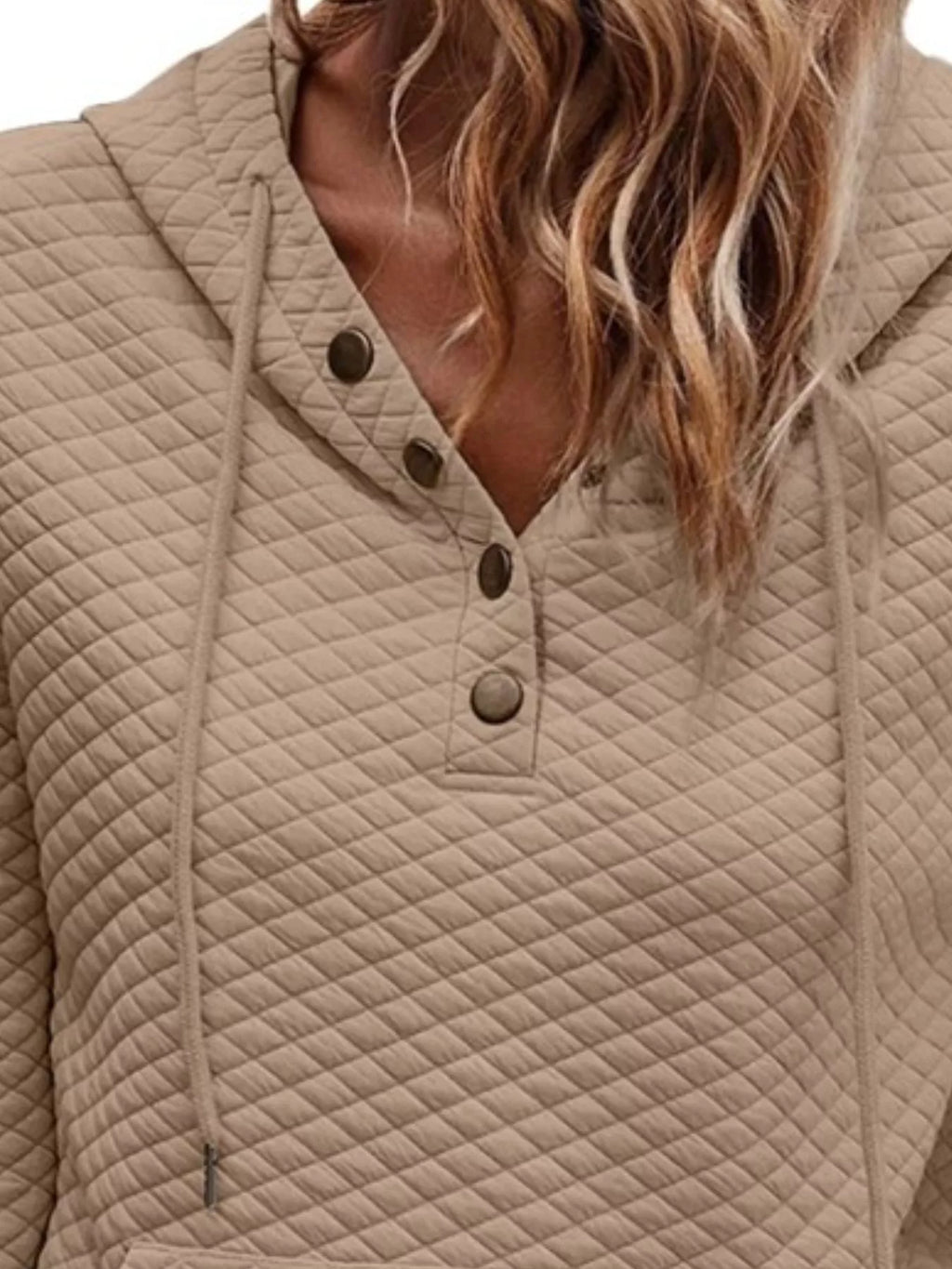 Drawstring Textured Dropped Shoulder Hoodie (18)
