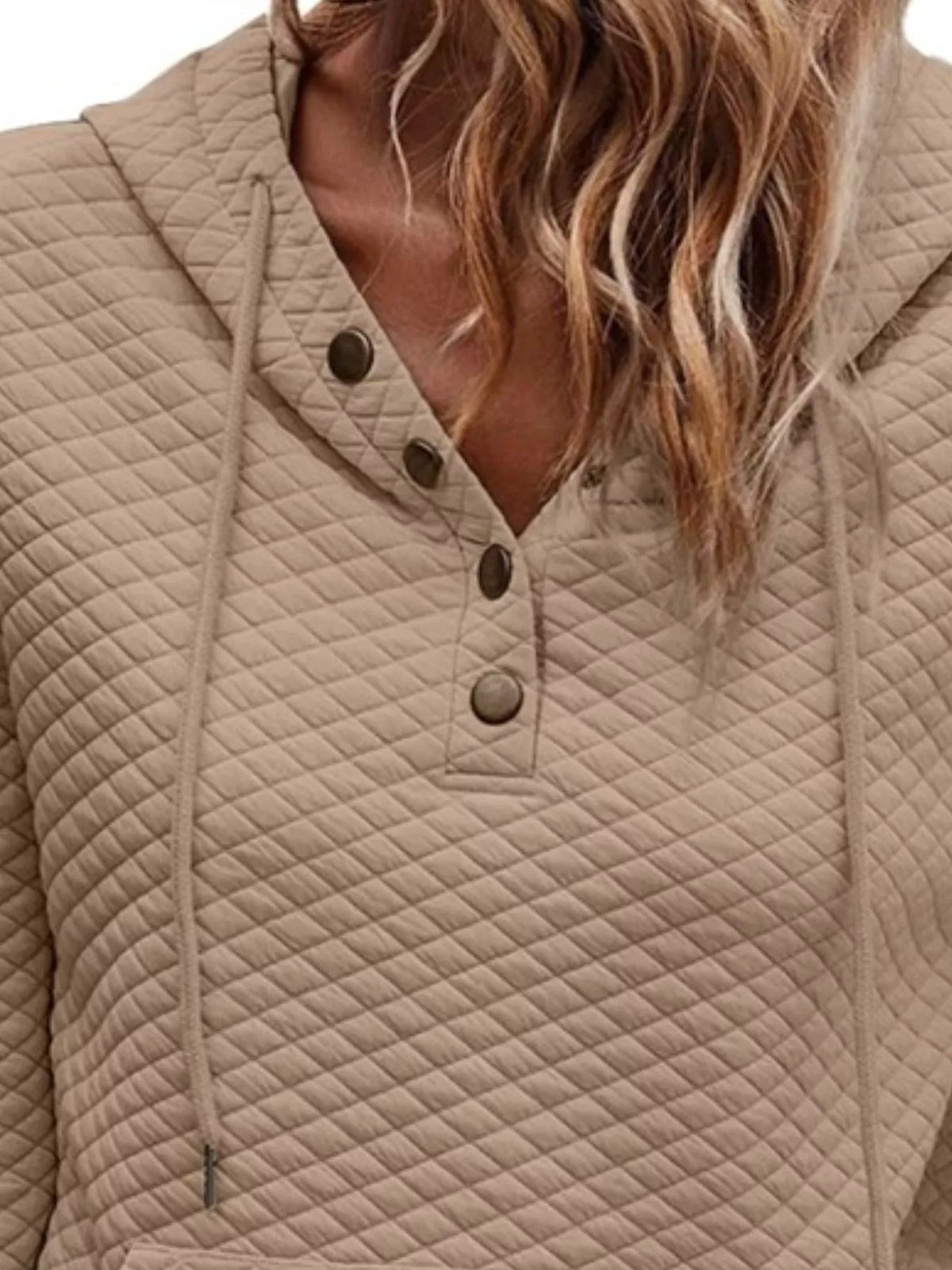 Drawstring Textured Dropped Shoulder Hoodie (18)