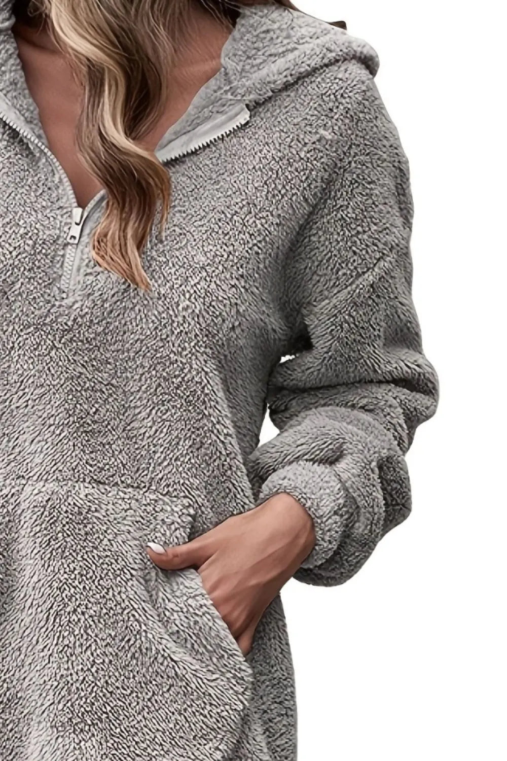 Half Zip Dropped Shoulder Oversized Hoodie (6)