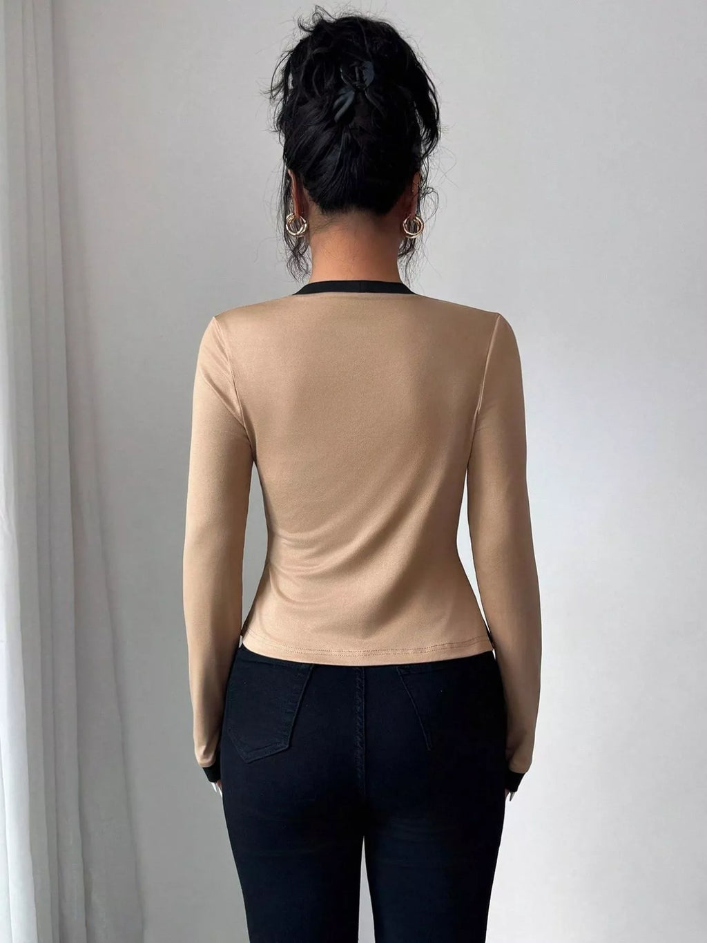 Contrast Trim Cardigan Tank Top Set (7)