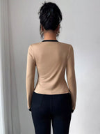 Contrast Trim Cardigan Tank Top Set (7)