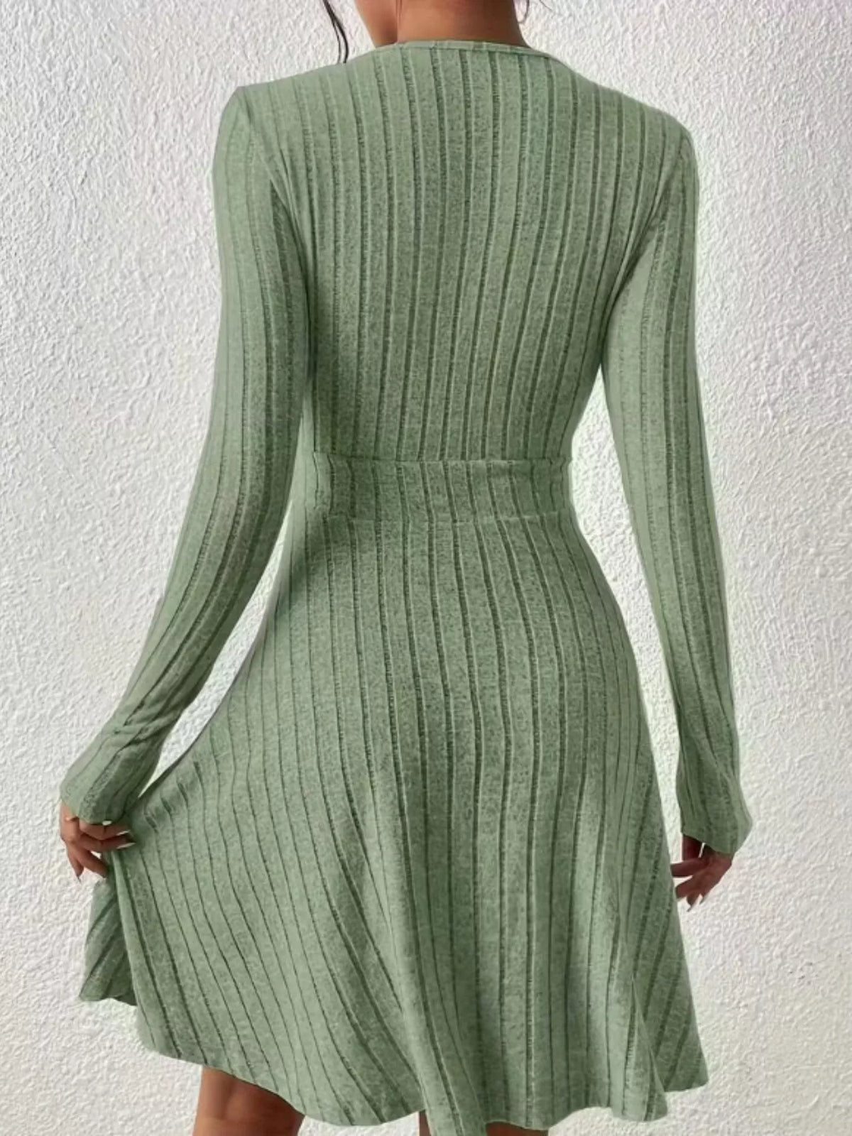 Ribbed Knit Wrap Mini Dress (20)