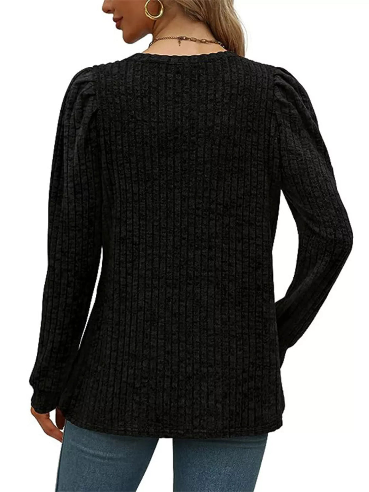 Ribbed Knit Top Puff Sleeves (16)