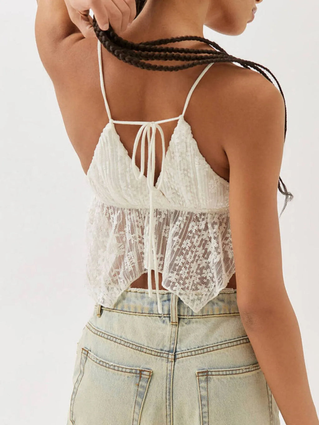 Lace Cropped Cami Flowy Hem (3)