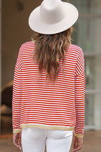 Striped Round Neck Drop Shoulder T-shirt (6)