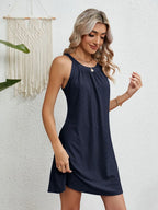 Eyelet Round Neck Sleeveless Dress (23)