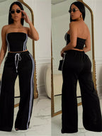 Sleeveless Tube Top Wide Leg Pants Set (3)