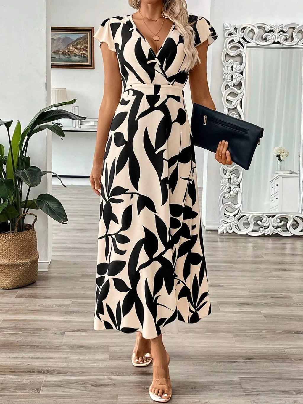 Surplice Cap Sleeve Midi Dress (11)