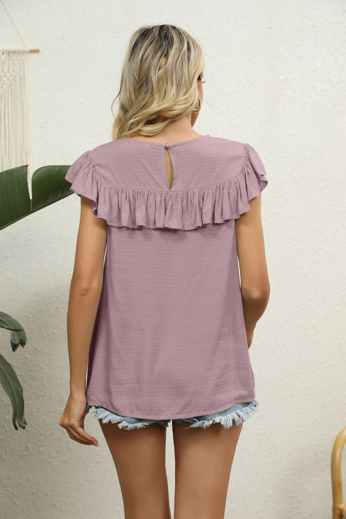 Spliced Lace Ruffled Blouse (2)
