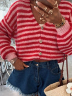 Striped Knit Button-down Cardigan (8)