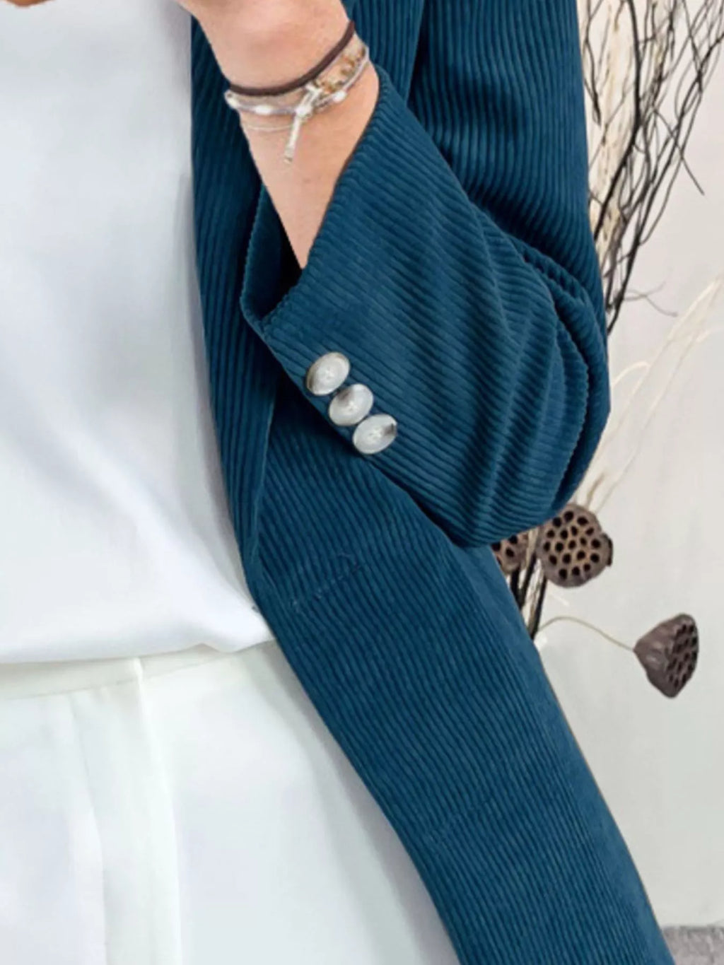 Corduroy Lapel Collar Casual Blazer (14)
