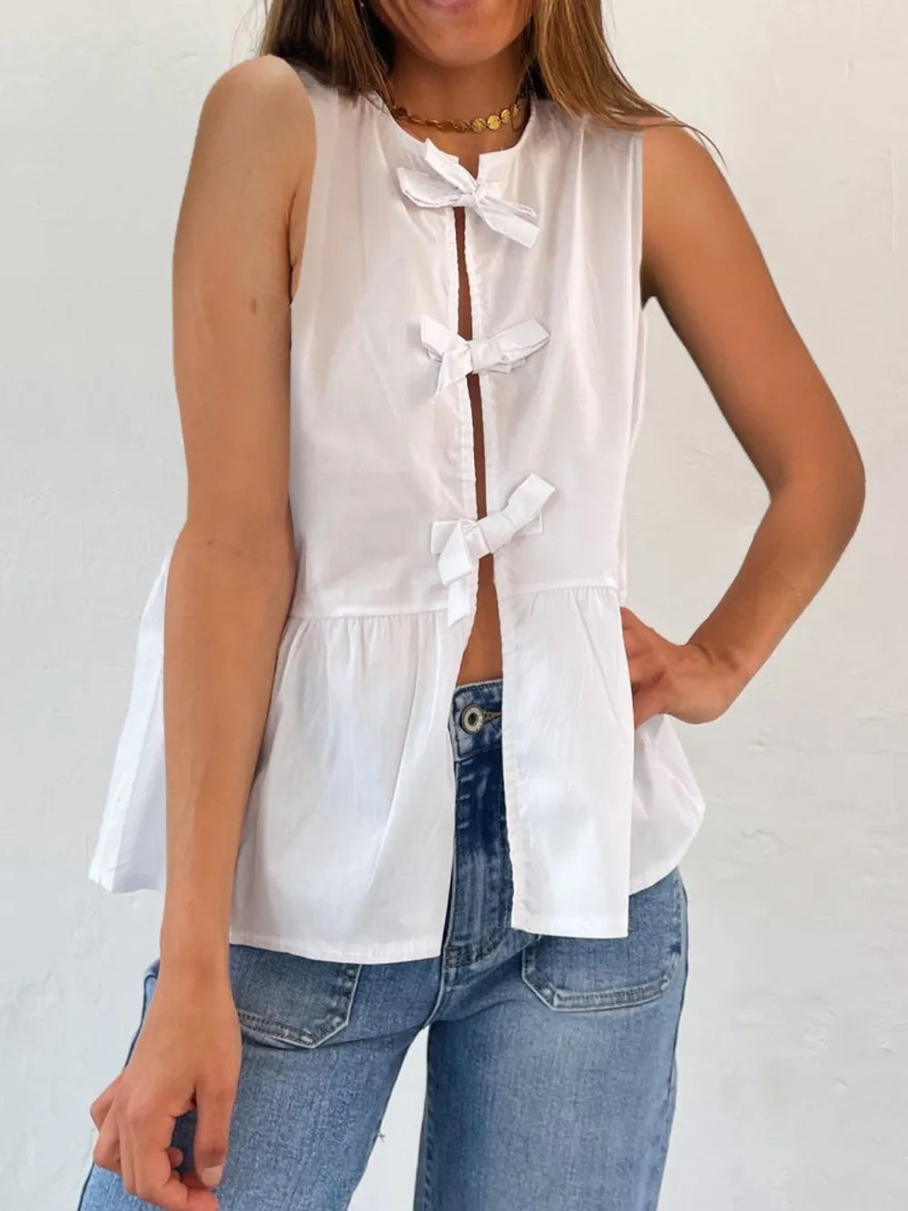 Tied Striped Round Neck Tank (9)