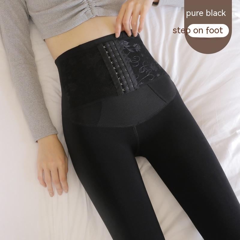 High Waist Breasted Fleece-lined Waist Leggings variant CJYD182675701AZ|CJYD182675702BY|CJYD182675703CX