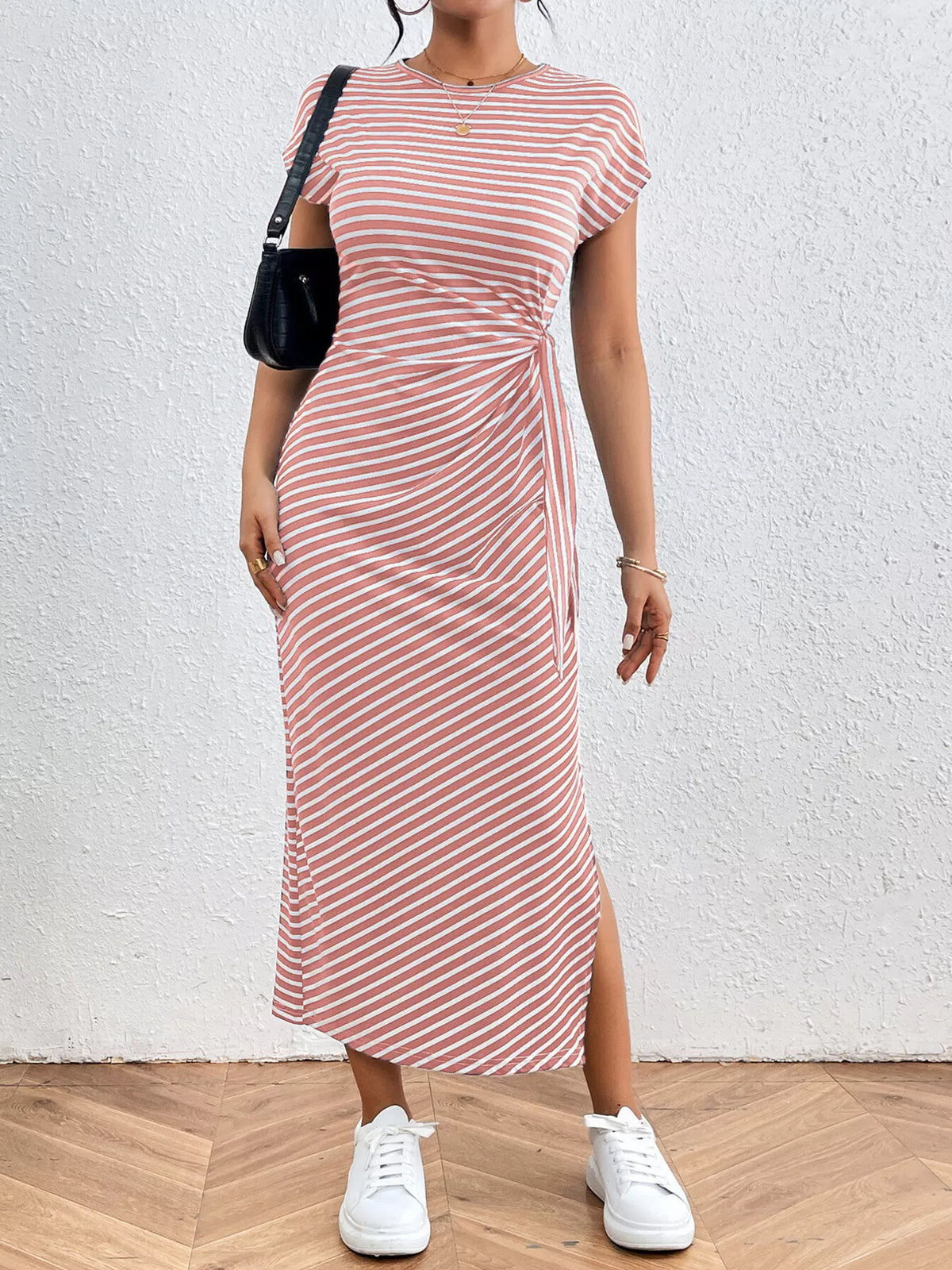 Striped Tie-waist Midi Dress (7)