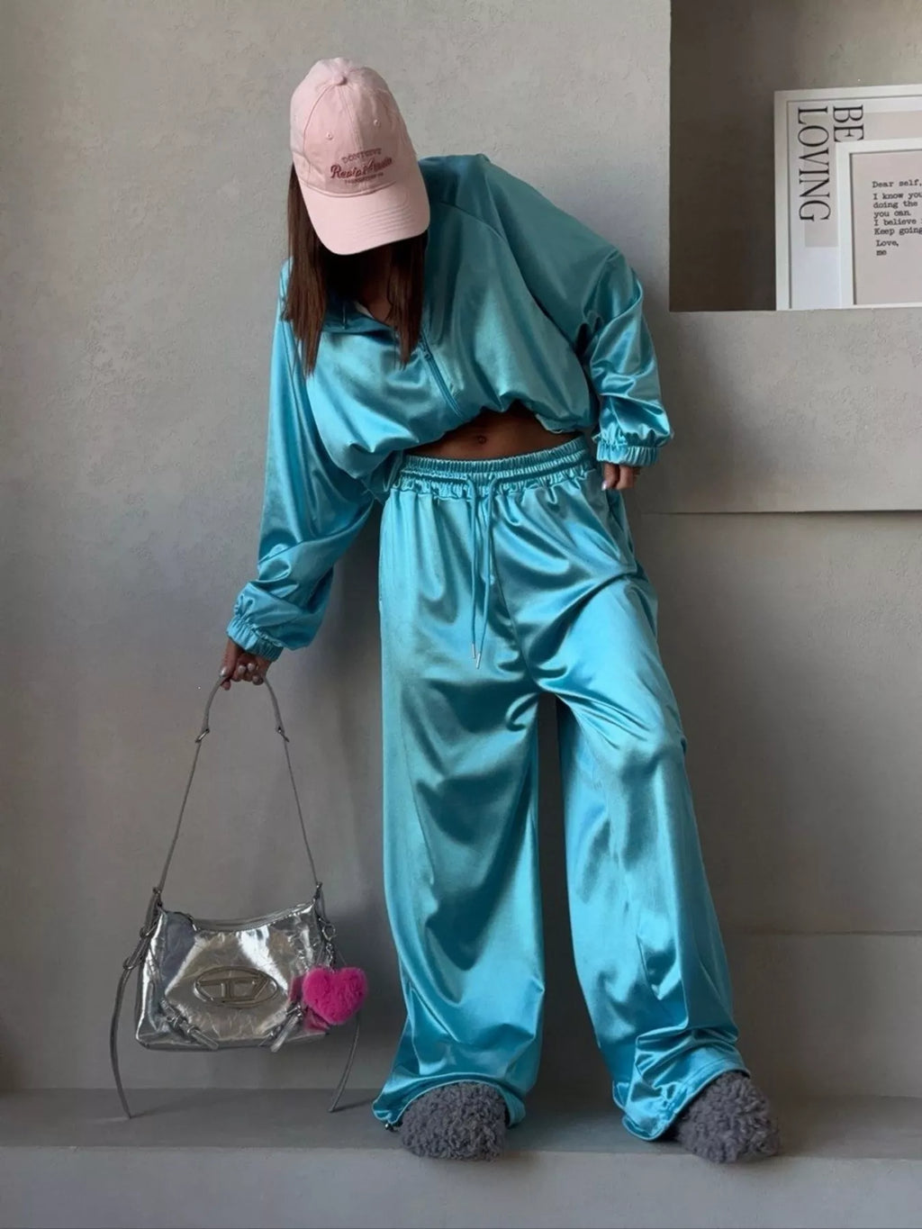 Zip Up Raglan Sleeve Jacket Pants Set (18)