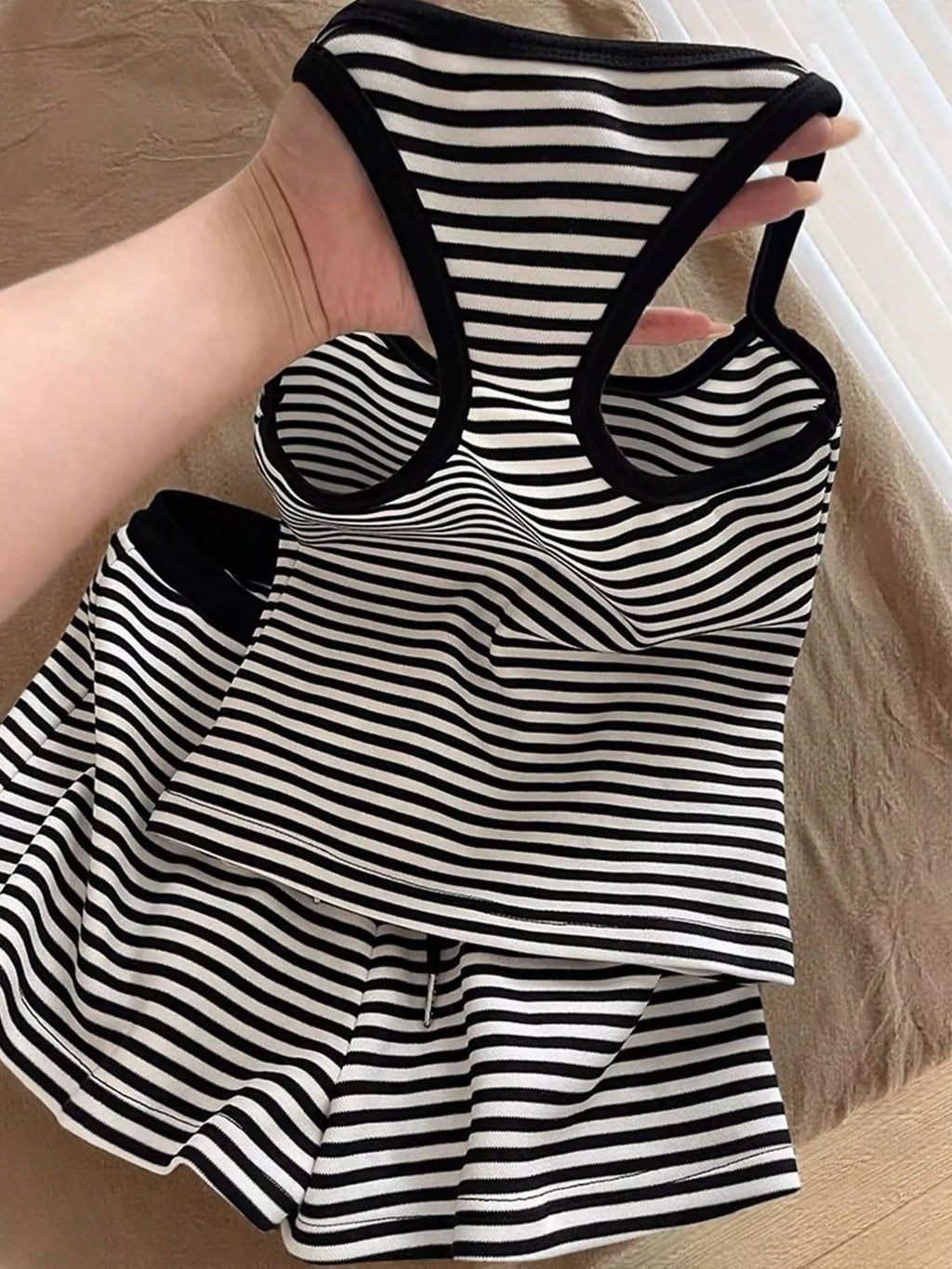 Striped Tank Top Shorts Set (6)