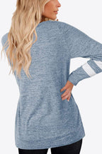 Striped Contrast Raglan Sleeve Top (2)
