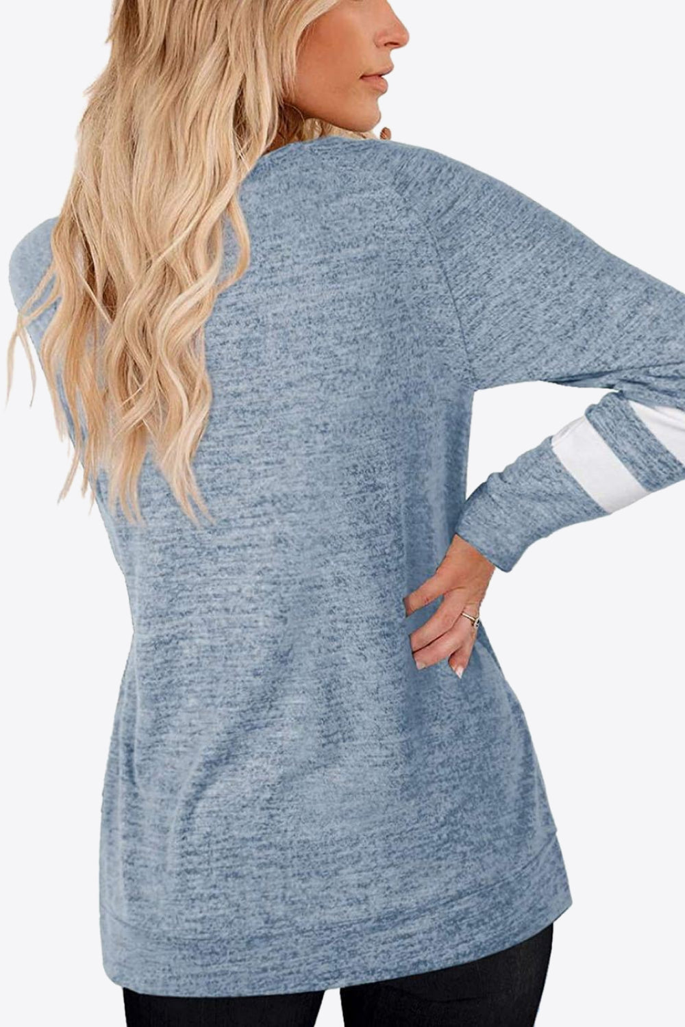 Striped Contrast Raglan Sleeve Top (2)